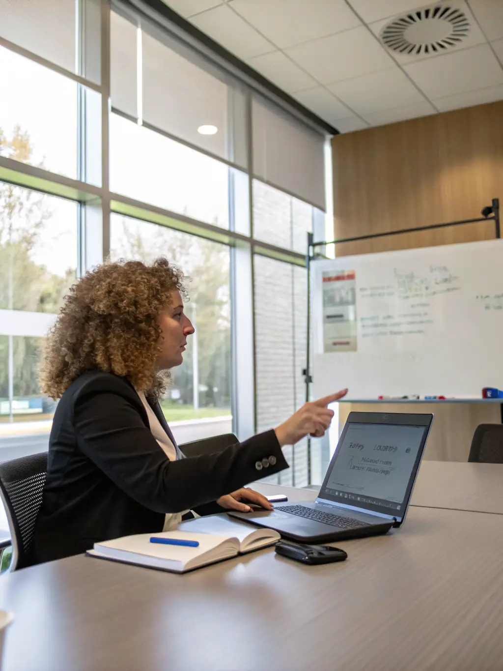 A professional coach facilitating a workshop on strategic planning with a diverse group of business leaders.